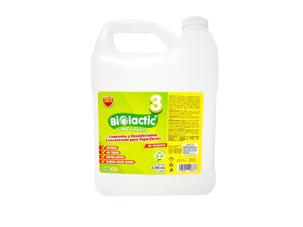 BIOLACTIC LIMPIADOR Y DESINFECTANTE  CONCENTRADO GRADO ALIMENTICIO GLN